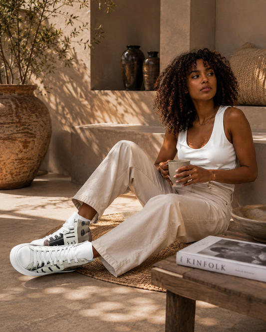 BROWN & WHITE ROOTS HIGH-TOP | Ethneegifts Lifestyles