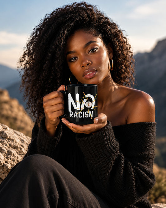 BLACK GLOSSY MUG NO TO RACIAL ABUSE | Ethneegifts Lifestyles