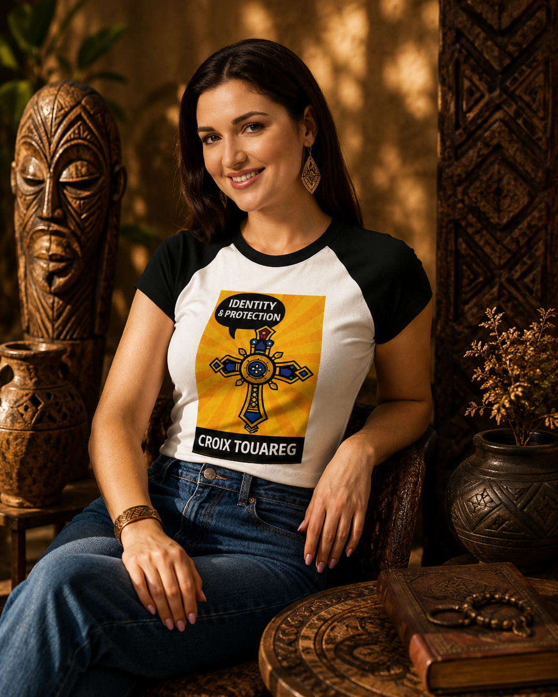 T SHIRT HERITAGE SYMBOLS Croix Touareg | Ethneegifts Lifestyles