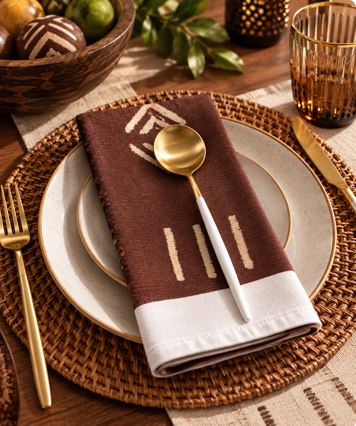 African Symbols Cloth Napkin Set, African symbols design