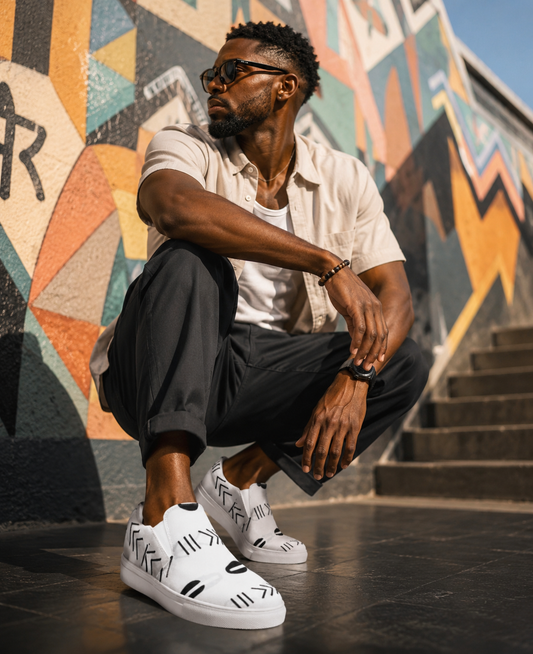 WHITE ETHNIC LOW-TOP | Ethneegifts Lifestyles
