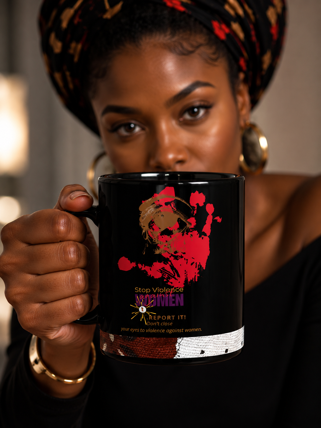 BLACK GLOSSY MUG STAND STRONG | Ethneegifts Lifestyles