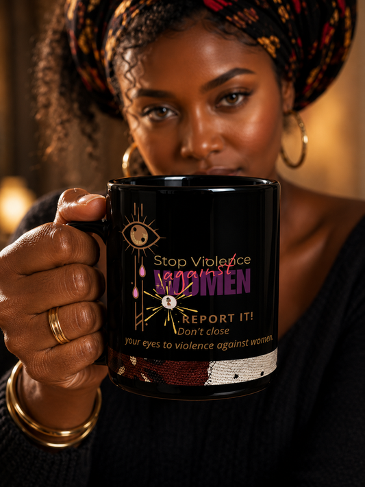 BLACK GLOSSY MUG NO VIOLENCE | Ethneegifts Lifestyles