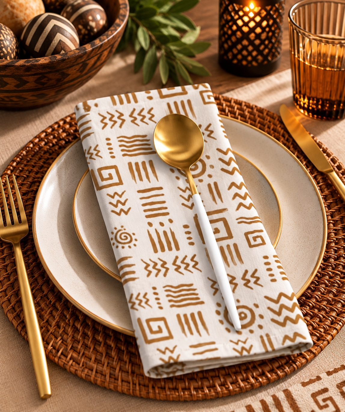 Akan Heritage Cloth Napkin Set, African inspired table linen