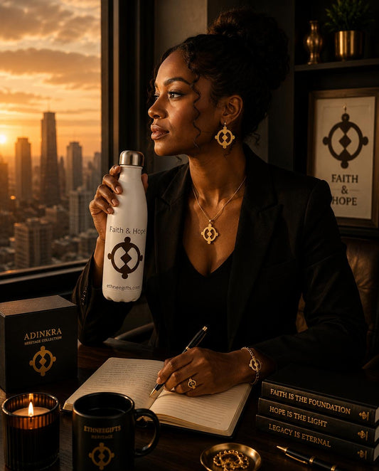 WATER BOTTLE HERITAGE ADINKRA Faith & Hope | Ethneegifts Lifestyles