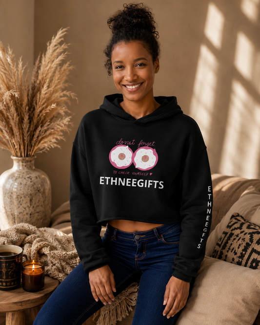 CROP HOODIE CARE DONUT FORGET TO CHECK | Ethneegifts Lifestyles