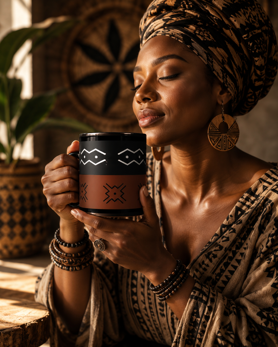 BROWN & BLACK BOGOLAN MUG | Ethneegifts Lifestyles