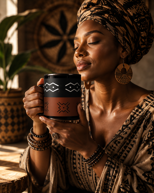 BROWN & BLACK BOGOLAN MUG | Ethneegifts Lifestyles
