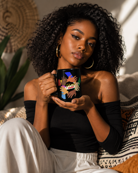 BLACK GLOSSY MUG AGAINST RACIAL INJUSTICE | Ethneegifts Lifestyles