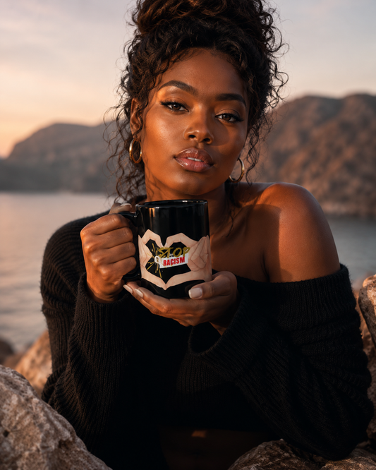 BLACK GLOSSY MUG LOVE AGAIN RACIAL ABUSE | Ethneegifts Lifestyles