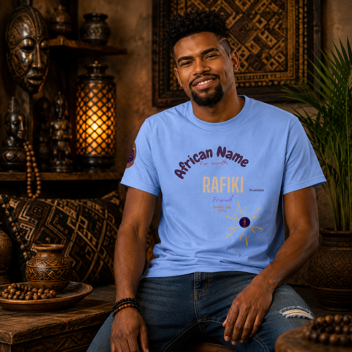 T-SHIRT YOUR NAME MONTH "Rafiki" | Ethneegifts Lifestyles