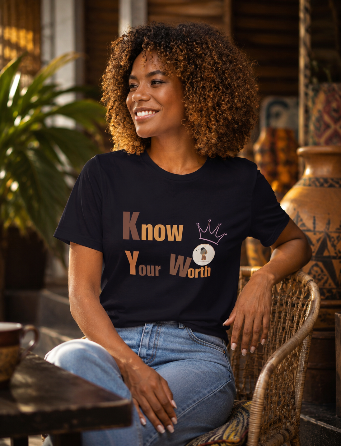 KNOW YOUR WORTH ROOTS T-SHIRT | Ethneegifts Lifestyles