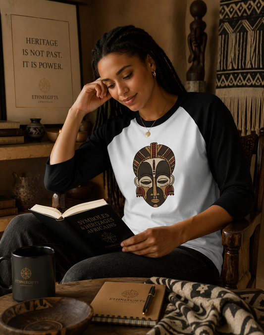 T SHIRT RAGLAN HERITAGE SYMBOLS Royal Mask | Ethneegifts Lifestyles