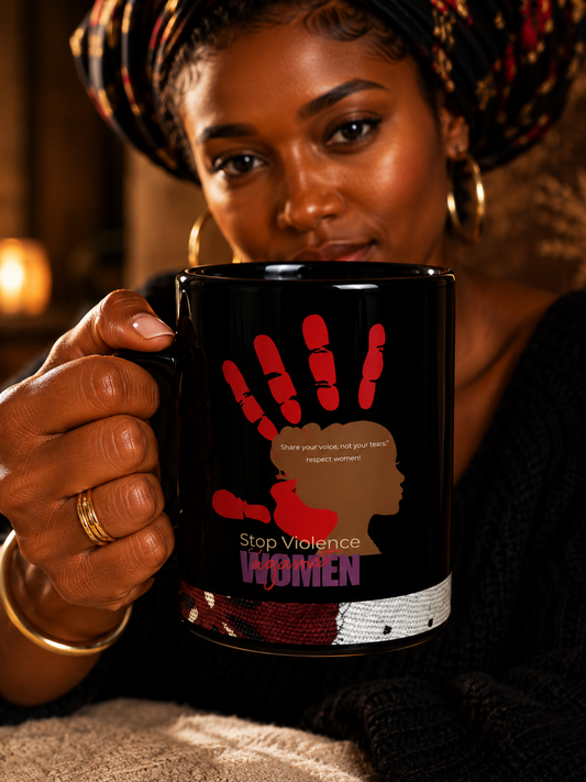 BLACK GLOSSY MUG PROTECT HER | Ethneegifts Lifestyles
