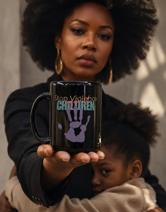 BLACK GLOSSY MUG SAFE CHILDHOOD | Ethneegifts Lifestyles