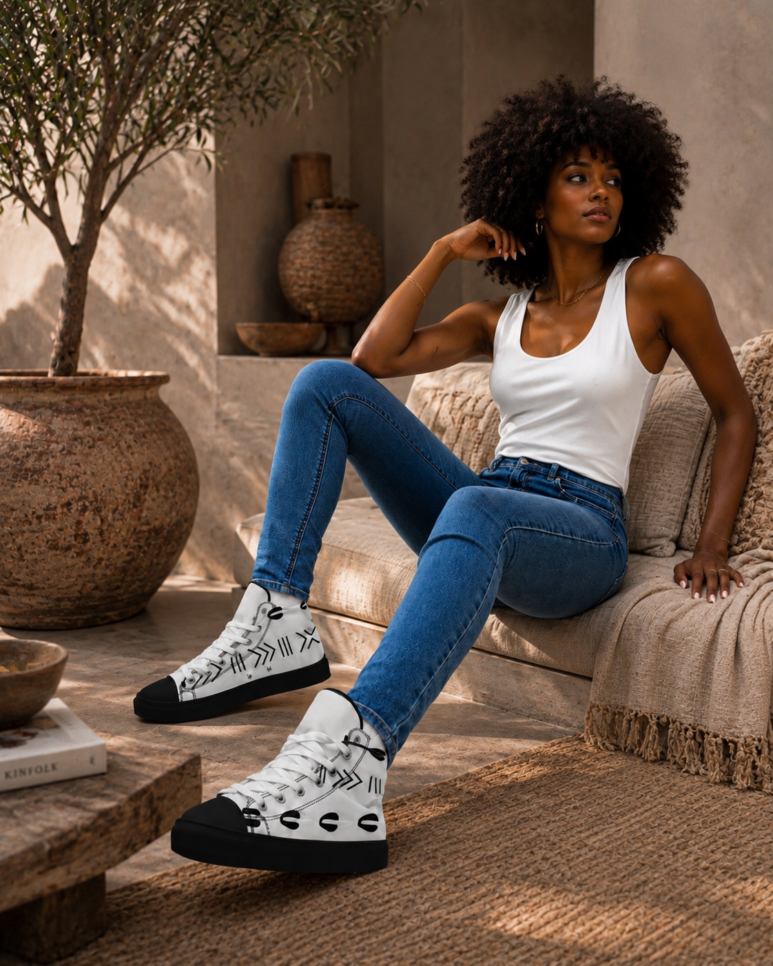 BLACK & WHITE ROOTS HIGH-TOP | Ethneegifts Lifestyles