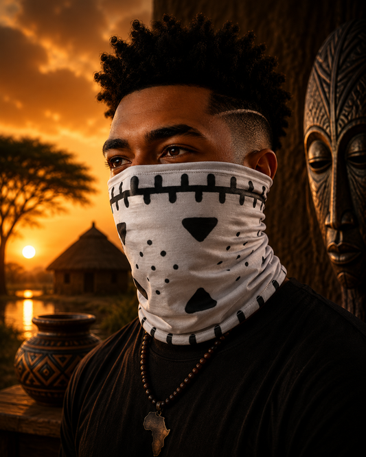 WHITE  ETHNIC ESSENTIAL NECK GAITER | Ethneegifts Lifestyles