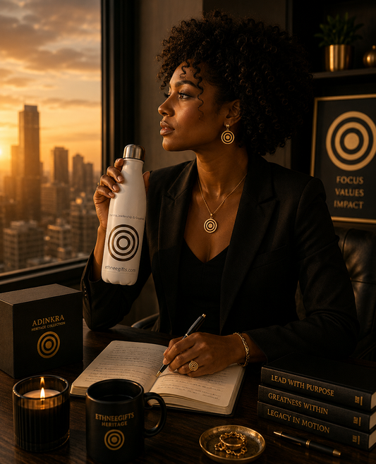 WATER BOTTLE HERITAGE ADINKRA Charisma, Leadership & Greatness | Ethneegifts Lifestyles