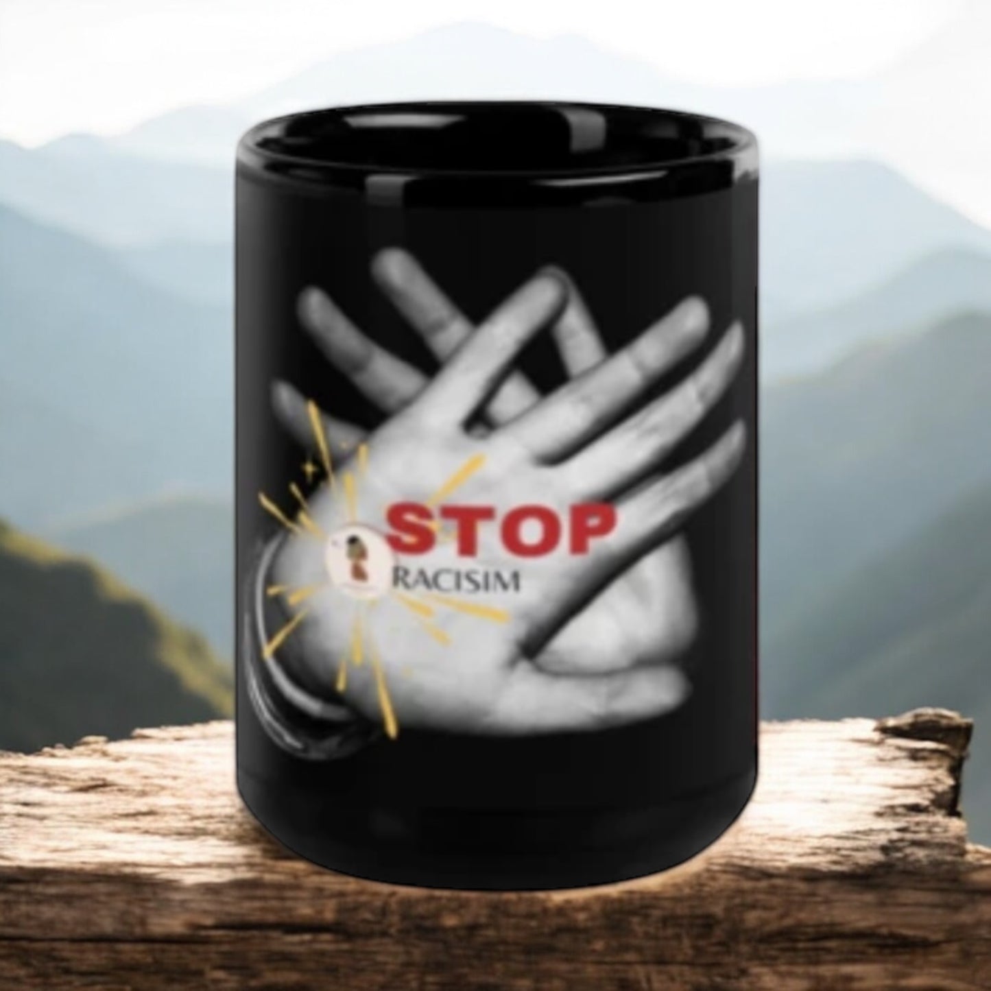 ETHNEEGIFTS Black Glossy Mug Stand Against Racism Collection