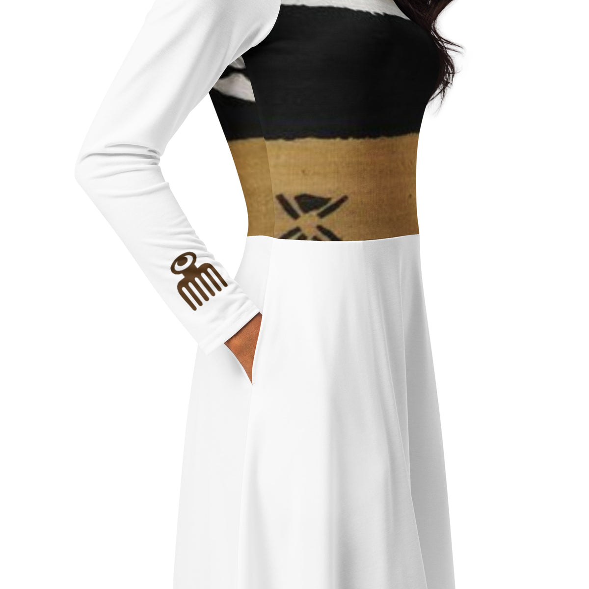 All-over print long sleeve midi dress | Ethneegifts Lifestyles