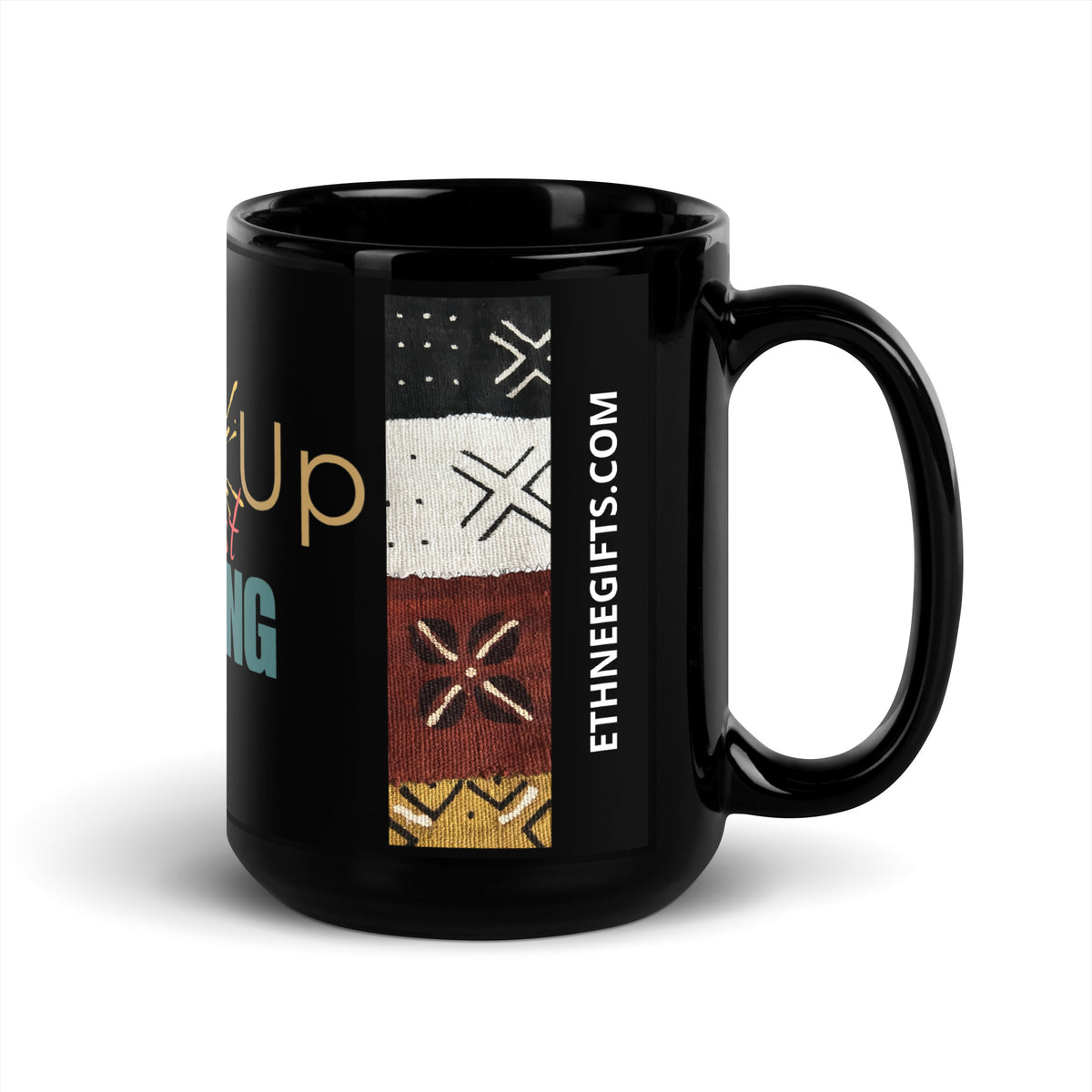BLACK GLOSSY MUG STAND UP | Ethneegifts Lifestyles